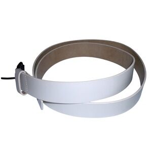 Strenesse Blue Cream Leather Belt Size 40 Gunmetal Buckle Made in Italy Designer